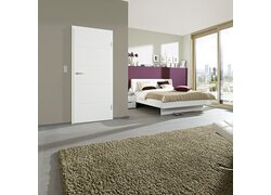 Kilsgaard Zimmertür Lines, Schafzimmer, geschlossene weiße Zimmertür