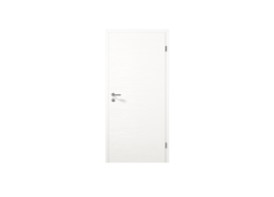 Weiße Tür mit minimalistischem Design und silbernem Türgriff
