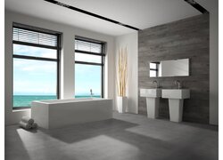 Bad, Fenster, Bodenbelag, Waschbecken