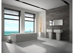 Bad, Fenster, Bodenbelag, Waschbecken