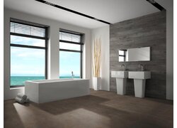 Bad, Waschbecken, Fenster, Bodenbelag