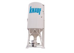 Knauf-Silo in Weiß mit Blau