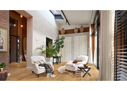Raumszene, Sessel, Bodenbelag, Fenster, Wand