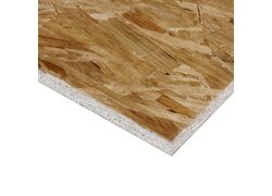 SWISS KRONO OSB3 SENSITIV EN 300, STUMPF - CONTIFINISH, Ausschnitt einer liegenden Spanholzplatte