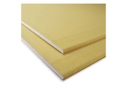 Rigips die Harte 12,5 imprägniert, zwei beigefarbene Platten übereinander gestapelt